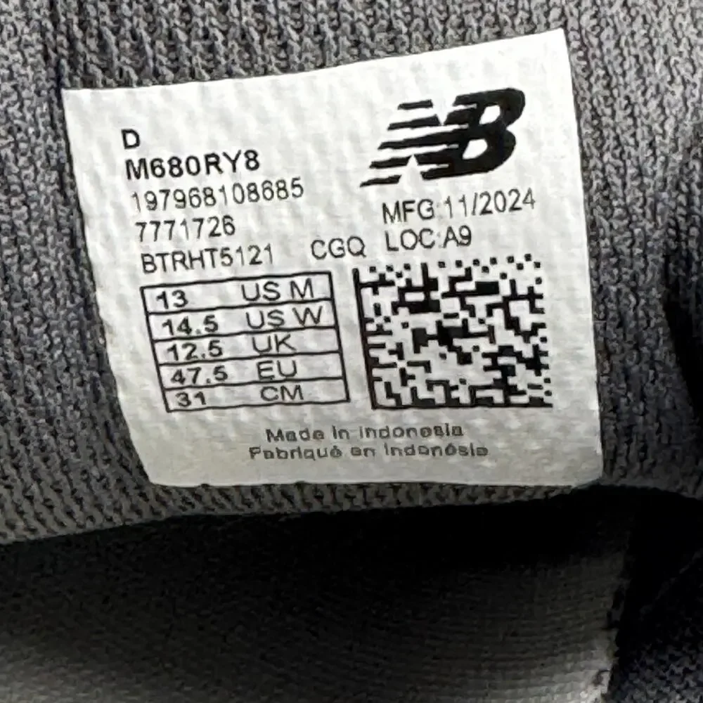 New Balance Fresh Foam 680 V8 Shoes Mens Size 13 Gray Running Sneakers‎ M680RY8